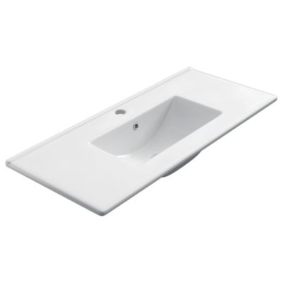 Meuble de salle de bain 100cm simple vasque sur pieds avec portes et tiroirs - cambrian (chêne clair) - HARO