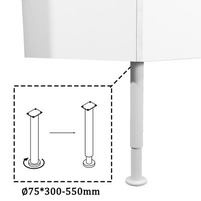 Meuble de salle de bain 120 cm, 4 tiroirs, MDF blanc, avec double vasque + pieds