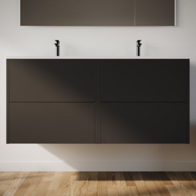 Meuble de salle de bain 120cm avec double vasque - 4 tiroirs - noir - MONA