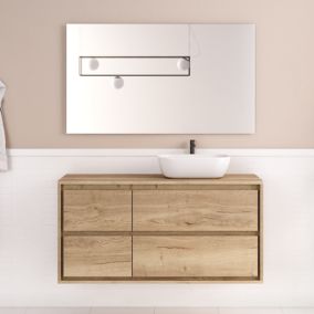 Meuble de salle de bain 120cm avec vasque à poser arrondie - 4 tiroirs - roble sanctuary (chêne clair) - ETIO