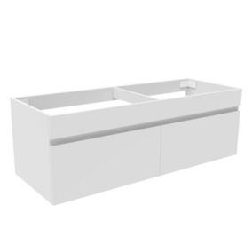 Meuble de salle de bain 120cm à double porte, suspendu, blanc