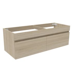 Meuble de salle de bain 120cm à double porte, suspendu, Chêne