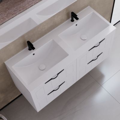 Meuble de salle de bain 120cm double vasque - 4 tiroirs - blanc - PIA