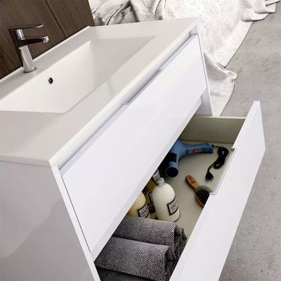 Meuble de salle de bain 120cm double vasque - 4 tiroirs - IRIS - blanc