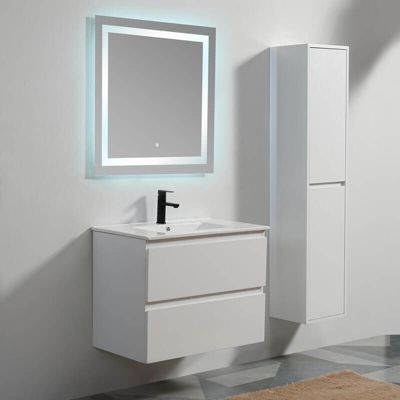 Meuble de salle de bain 2 Tiroirs - Blanc - Vasque - 80x46 cm - City