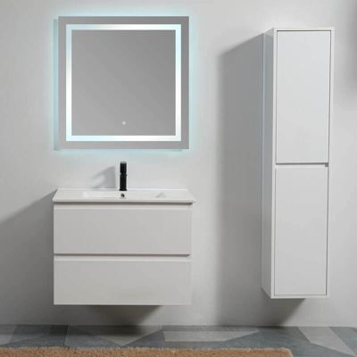 Meuble de salle de bain 2 Tiroirs - Blanc - Vasque - 80x46 cm - City