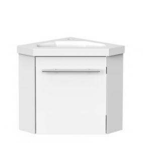 Meuble de salle de bain 40cm avec tiroir, meuble d'angle suspendu Blanc