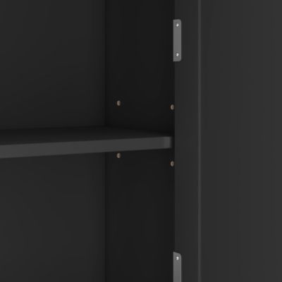 Meuble de salle de bain 56x28x167.3 cm - 2 portes et 1 tiroir - Finition laquée - Étagères réglables - MDF - Noir