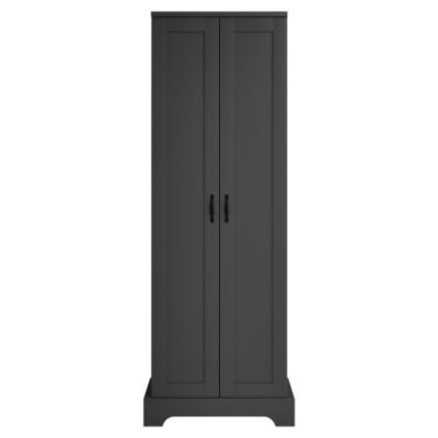 Meuble de salle de bain 56x40x170 cm - Finition résistante à l'humidité - 2 portes, 4 étagères - Étagères réglables - MDF - Noir