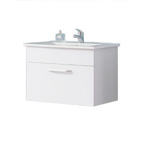 Meuble de salle de bain 60cm avec tiroir, blanc suspendu