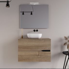 Meuble de salle de bain 60cm avec vasque à poser ovale - 2 tiroirs - roble romance (chêne) - COME