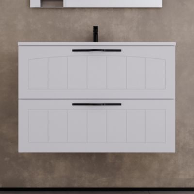 Meuble de salle de bain 70cm simple vasque - 2 tiroirs - blanc - PIA