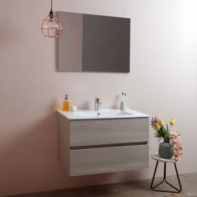 Meuble de salle de bain 80 cm avec tiroirs elm lion elm lavabo en céramique - berlin