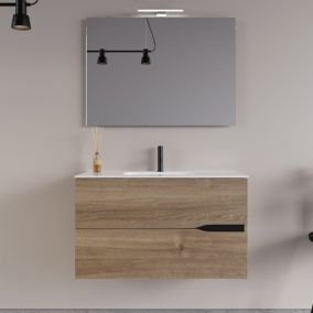 Meuble de salle de bain 80cm simple vasque - 2 tiroirs - roble romance (chêne) - COME