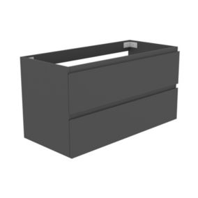 Meuble de salle de bain anthracite 100cm, suspendu avec 2 tiroirs