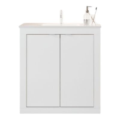 Meuble de salle de bain avec 1 vasque et 2 portes, longueur 82cm, collection VIENNE. Coloris blanc brillant