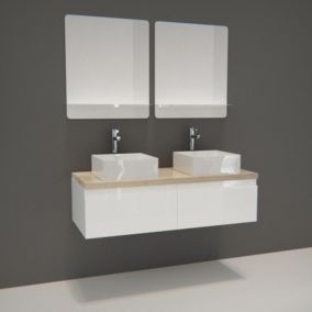 Meuble de salle de bain avec 2 vasques et 2 miroirs WILL