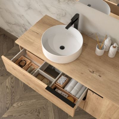 Meuble de salle de bain avec cuve ronde et armoirette KING - 100cm