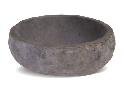 Meuble de salle de bain avec double vasque à poser en pierre et miroir - Placage chêne - 150 cm - MILIPAM