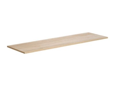 Meuble de salle de bain avec double vasque à poser en pierre et miroir - Placage chêne - 150 cm - MILIPAM