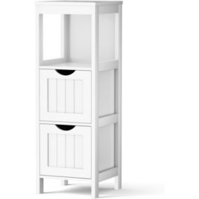 Meuble de Salle de Bain avec Etageres Ouvertes Tiroirs Amovibles Style Moderne pour Salle de Bain Salon Chambre Blanc