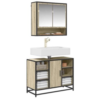 Meuble de salle de bain avec lavabo Chêne Sonoma 80 x 33 x 60 cm Bois d'ingénierie vidaXL