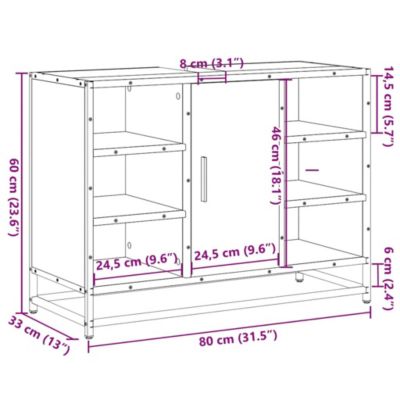 Meuble de salle de bain avec lavabo Chêne Sonoma 80 x 33 x 60 cm Bois d'ingénierie vidaXL