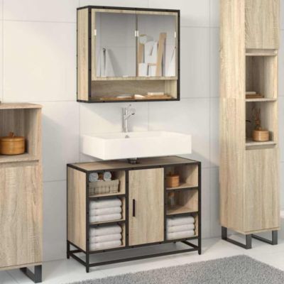 Meuble de salle de bain avec lavabo Chêne Sonoma 80 x 33 x 60 cm Bois d'ingénierie vidaXL