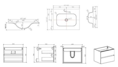 Meuble de salle de bain avec lavabo Naturel Stilla 60x60x45 cm blanc (STILLAD06056U2)