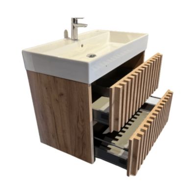 Meuble de salle de bain avec lavabo SAT Delano 80x56x46 cm chêne mat (DELANO80ZDSAT)