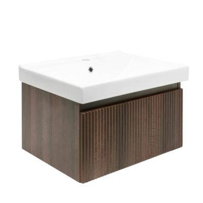 Meuble de salle de bain avec lavabo SAT Evolution 58x30x44,8 cm noyer mat (SATEVO60NAU1)