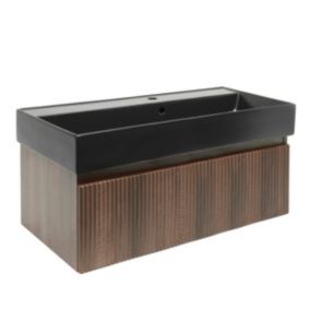 Meuble de salle de bain avec lavabo SAT Evolution 98x30x44,8 cm noyer mat (SATEVO100NAU2B)