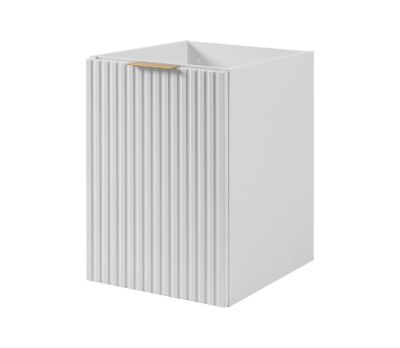 Meuble de salle de bain avec panier à linge, blanc, 40 x 57 x 46 cm, poignées dorées