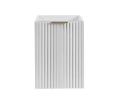 Meuble de salle de bain avec panier à linge, blanc, 40 x 57 x 46 cm, poignées dorées