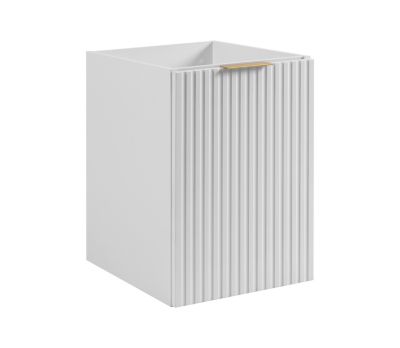 Meuble de salle de bain avec panier à linge, blanc, 40 x 57 x 46 cm, poignées dorées
