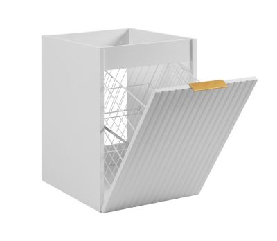 Meuble de salle de bain avec panier à linge, blanc, 40 x 57 x 46 cm, poignées dorées