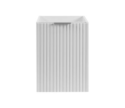 Meuble de salle de bain avec panier à linge, blanc, 40 x 57 x 46 cm, poignées en argent