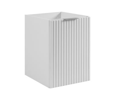 Meuble de salle de bain avec panier à linge, blanc, 40 x 57 x 46 cm, poignées en argent