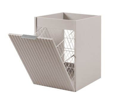 Meuble de salle de bain avec panier à linge, cachemire, 40 x 57 x 46 cm, poignées en argent