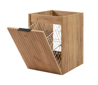 Meuble de salle de bain avec panier à linge, chêne Craft, 40 x 57 x 46 cm, poignées noires