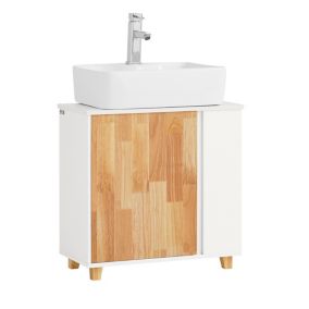 Meuble de Salle de Bain,  avec Porte et 2 Compartiments Latéral, BZR75-W, SoBuy