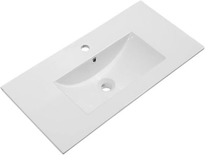 Meuble de salle de bain avec vasque, miroir et applique LED BOREAL 80x45 cm finition BLEU OCÉAN mat 2 tiroirs suspendus Kibath