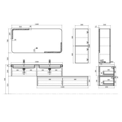 Meuble de salle de bain BELLISSIMO Bleu saphir