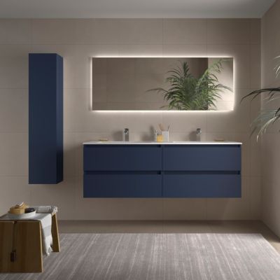 Meuble de salle de bain BEQUIA 160cm Bleu mat Vasque Solid Surface