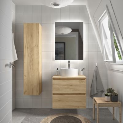 Meuble de salle de bain BEQUIA 60cm Chêne Vasque à poser