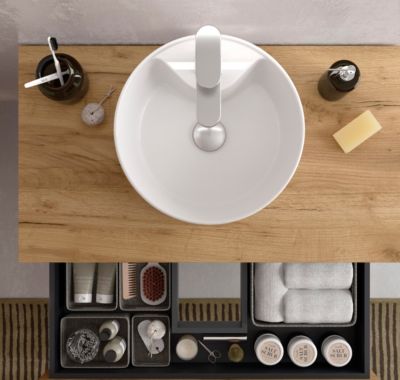 Meuble de salle de bain BEQUIA 60cm Chêne Vasque à poser
