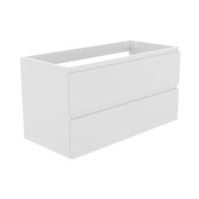 Meuble de salle de bain blanc 100cm, suspendu avec 2 tiroirs