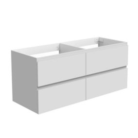 Meuble de salle de bain blanc 120cm, suspendu avec 4 tiroirs