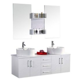 Meuble de Salle de Bain blanc 150 cm Lavabo inclus  Hallie