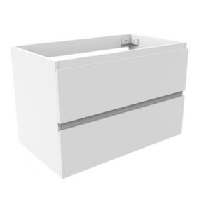 Meuble de salle de bain blanc 80cm, suspendu avec 2 tiroirs